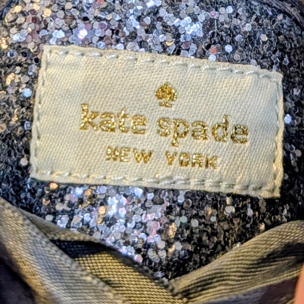 Kate Spade Keds Champion Glitter Sneaker Pewter Coquette Charm Maximalist Bridal - Picture 7 of 12